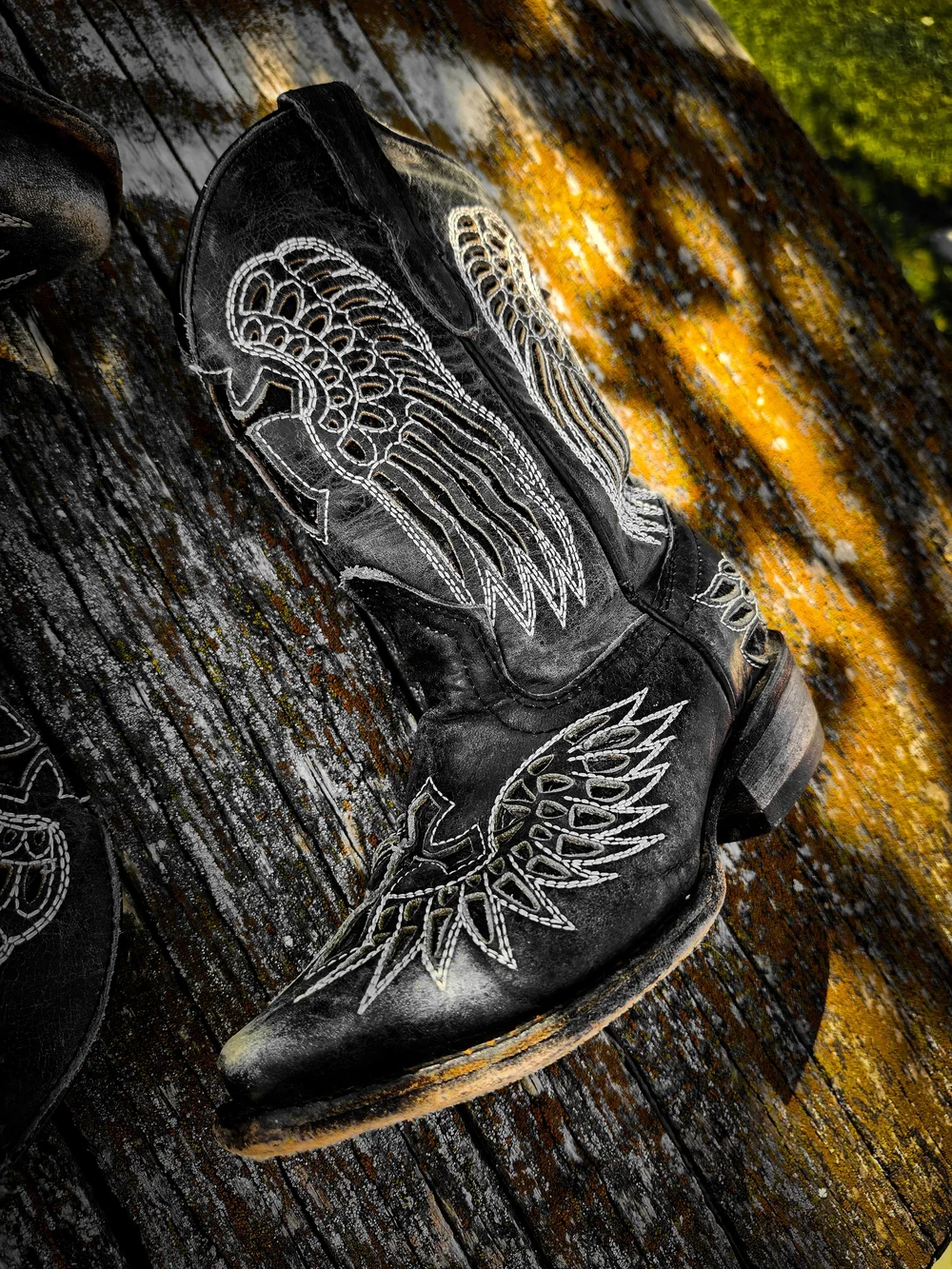 Veretta Kids Grey Leather Angel Wing Cowboy Boots USA 19 MEX 18